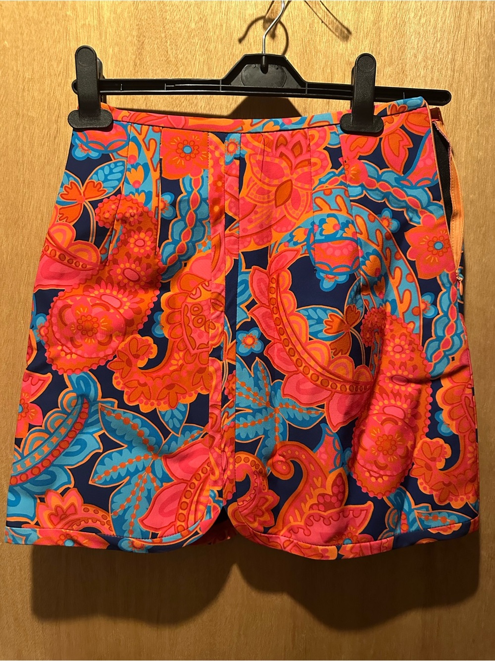 Zara Neon Paisley Print Skort - Coral & Blue